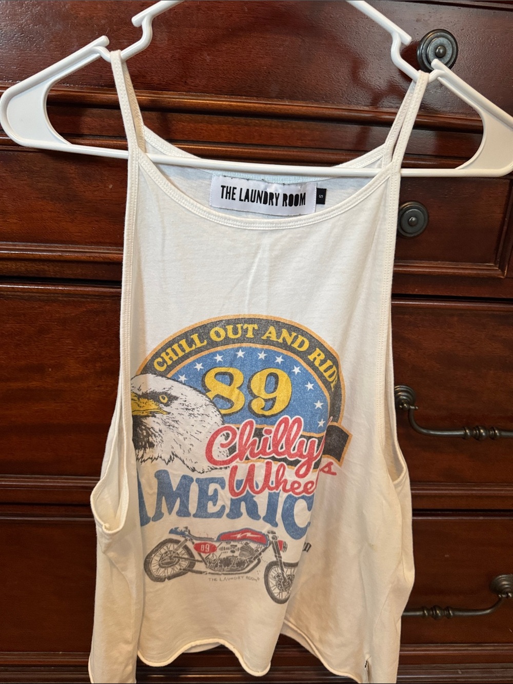 The Laundry Room Cream Graphic Tank with Red, Blue & Yellow Print